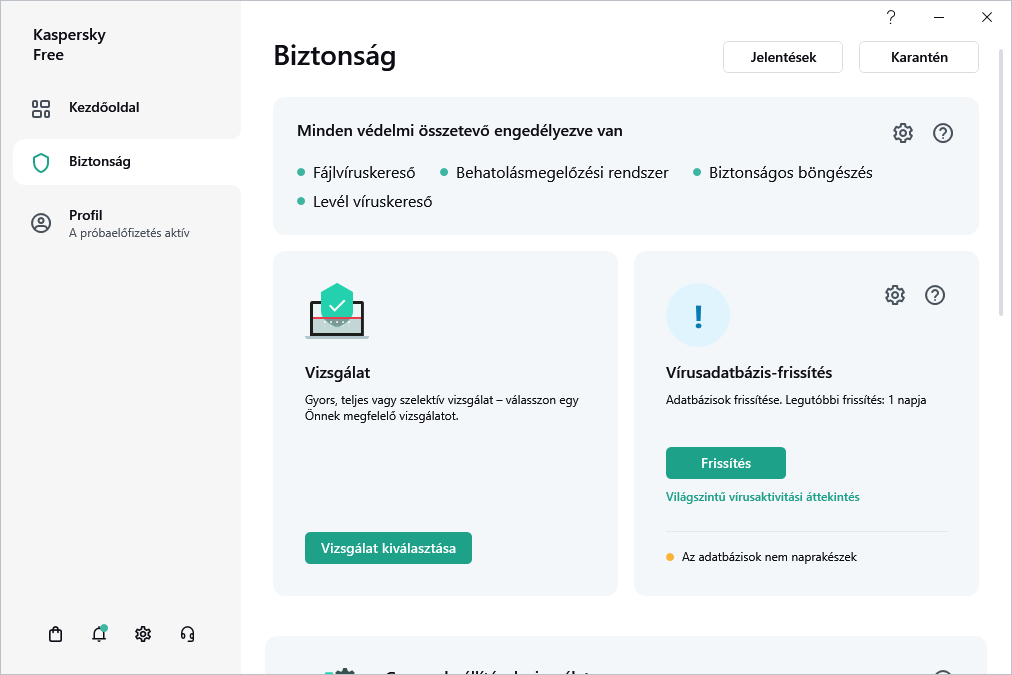 Vírusadatbázis-frissítés