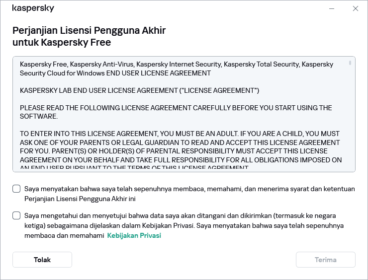 Jendela penerimaan perjanjian lisensi GDPR