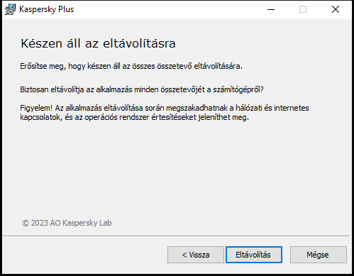 Az alkalmazás eltávolításának megerősítésére szolgáló ablak