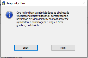 A számítógép újraindítását kérő ablak