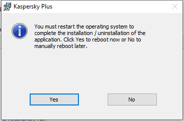 A számítógép újraindítását kérő ablak