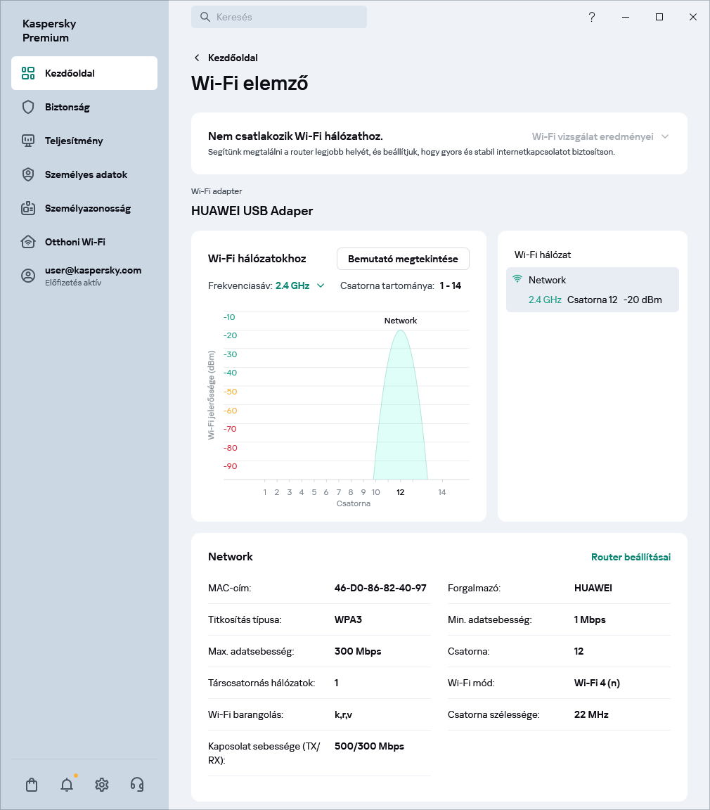 A Wi-Fi hálózatokat megjelenítő ablak